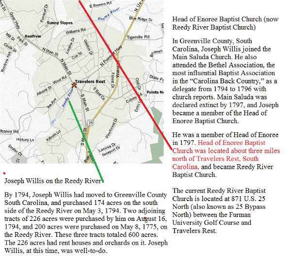 joseph willis near travelers rest, sc